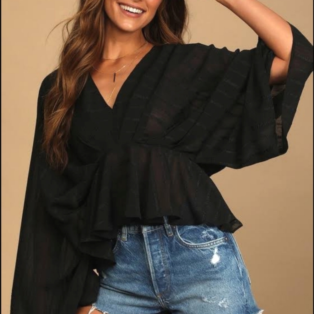Lulus NWOT Black Angel wing shirt